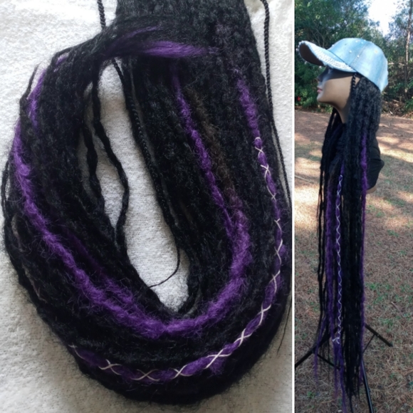 Handmade Long Black purple ombre Loc extensions main image 5